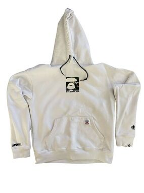 AAPE By A Bathing Ape White Camo Box Logo Hoodie Size Medium